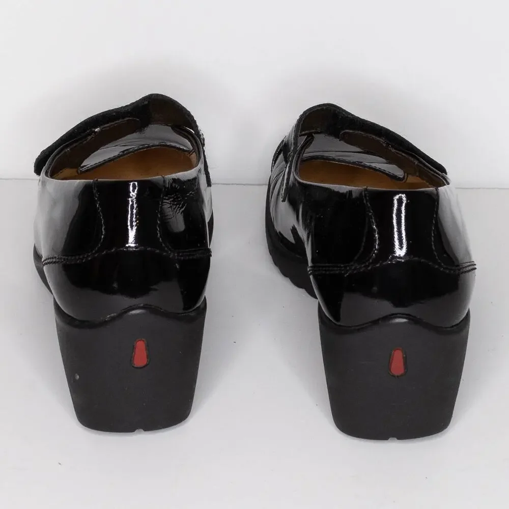 Wolky Women's Mary Jane Wedge Shoes Patent Leather READ Black Size 37 6 | AQ - Picture 4 of 6